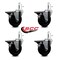 Service Caster 4'' Soft Rubber Wheel Swivel 7/16'' Grip Ring Stem Caster Set with Brake, 4PK SCC-GR20S414-SRS-PLB-716138-4 - alternate 2
